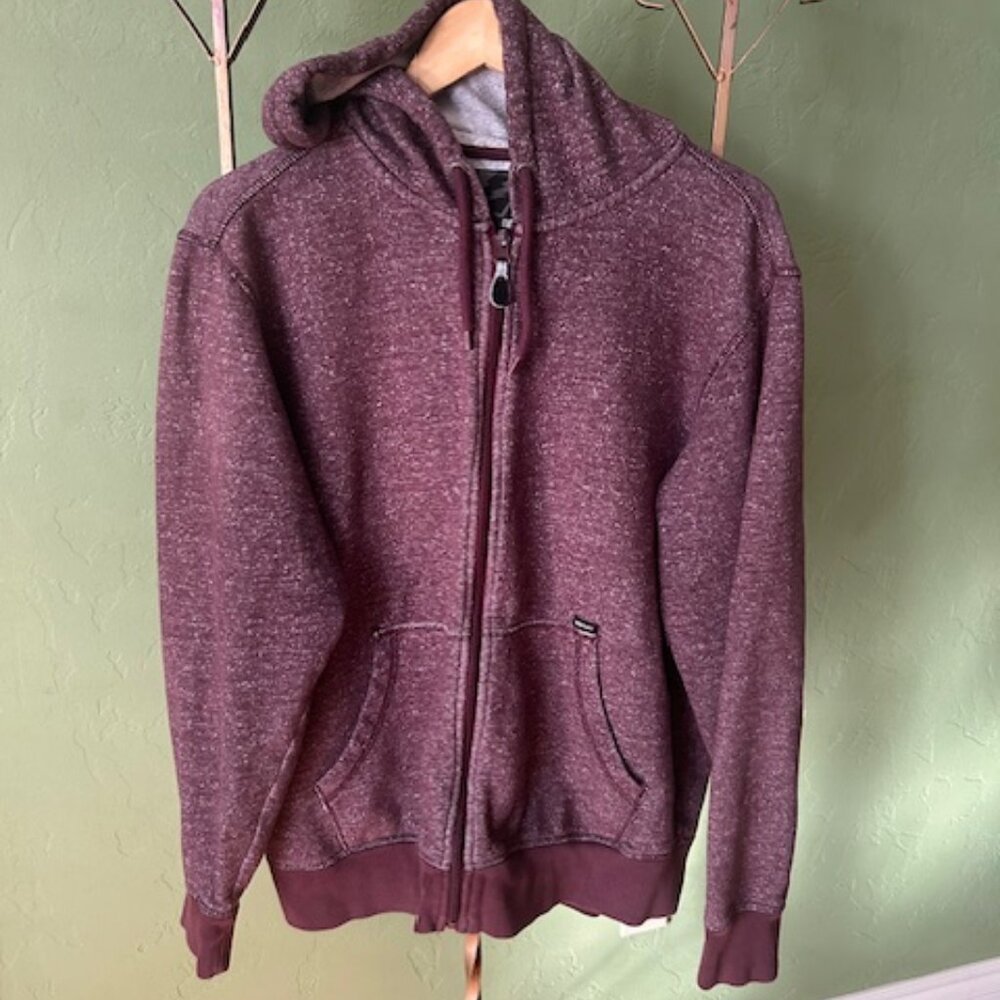 Amplify Men’s Hoodie – Burgundy with Grey Speckle, Size L
